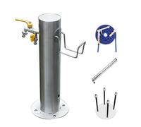 Fontaine de jardin verticale en acier inoxydable avec robinet à double sortie, design anti-gel, 10,5 x 50 cm, fontaine d'eau pour cour et jardin, pistolet pulvérisateur renforcé inclus