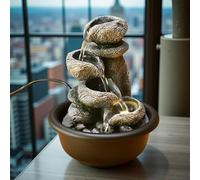 Fontaine de méditation zen d'intérieur de 19,1 cm - Cascade de table à 4 niveaux avec lumières LED, parfaite pour la maison, le bureau et la chambre à coucher, comprend 10 pierres de cristal gratuites