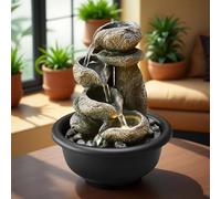 Fontaine de méditation zen d'intérieur de 19,1 cm - Cascade de table à 4 niveaux avec lumières LED, parfaite pour la maison, le bureau et la chambre à coucher, comprend 10 pierres de cristal gratuites