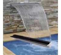Fontaine de Piscine Cascade, déversoir de caractéristique d'eau en Acier Inoxydable 304, Lame de Cascade avec Accessoires, pour Piscine, étang extérieur de Jardin, Spa(60 cm)