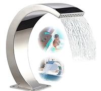 Fontaine de Piscine en Acier Inoxydable - Cascade paysagère pour Jardins, Jeux d'eau, Sources thermales et spas - Fontaine argentée de 70 cm x 50 cm, adaptée aux piscines et bassins.