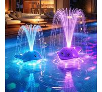 Fontaine de Piscine Flottante en Forme de Baleine avec Télécommande, 12+12 Lumières LED, 3 Modes de Pulvérisation, IP65 Étanche, Rechargeable - pour Piscine, Jardin & Étang
