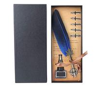 Fontaine de stylos vintage stylo calligraphie encre Dip Pen élégant ancien outil d'écriture unique pour la décoration de la maison festive en acier inoxydable Tige (Bleu)