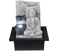 Fontaine de table avec pompe Fontaine avec éclairage LED Buddha Design Fontaine d'intérieur grise Décoration, LxlxH 21x18,5x25,5 cm