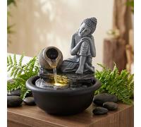 Fontaine de Table Bouddha Asie Déco Kaskade Noir Gris LED H 19 CM