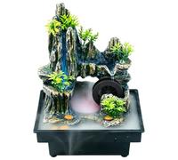 Fontaine de Table Cascade avec Brouillard & LED,Petite Fontaine d'Intérieur | Décoration de Bureau Apaisante avec Roue Feng Shui et Plantes, Fontaine d'intérieur pour Salon Chambre - Purifie l'Air
