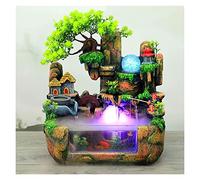 Fontaine de table, cascade d'intérieur Rock Falls avec 12 lumières LED, cascade de fontaine de bureau en résine de méditation zen avec atomiseur for bureau à domicile, chambre à coucher, décoration de