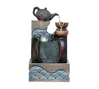 Fontaine de table Cascade en résine Fontaine d'eau de bureau Décoration de table portable pour intérieur Cascade de méditation décorative avec pompe submersible Cascade d'intérieur