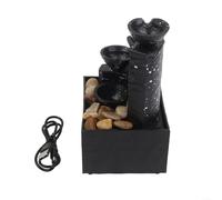 Fontaine de table d'intérieur avec lumières et pierres, fontaine à eau de type C pour chambre à coucher, salon, bureau, décoration en plastique créant une atmosphère paisible, couleur noire