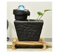 Fontaine de table en céramique avec boule, pompe et base en bois pour intérieur créatif, fontaine à eau courante, décoration de bureau, fontaine de table noire d'intérieur