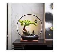 Fontaine de table en céramique avec éclairage LED, fontaine d'eau rocheuse, fontaine zen en cascade Feng Shui, ornements de table pour salon et bureau Cascade d'intérieur (Noir)