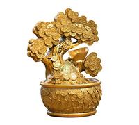Fontaine de table Fontaine cascade Indoor Tabletop Fontaine Lucky Gold Coin Money Tree and Electric Pump, Soothing Calming and Relaxing Water Sound for Home Incor Decorative Table Fontaine (B)