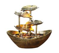 Fontaine de table - Fontaine de table d'intérieur, petite fontaine en cascade à niveaux avec feuilles de | Décoration de fontaine de table en forme de feuille, pompe automatique USB pour