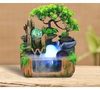 Fontaine de table Fontaine d'intérieur, cascade de jardin Plante brumeuse Ornement de fontaine d'intérieur avec éclairage LED brumeux