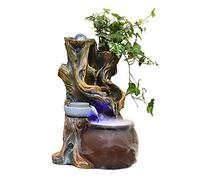 Fontaine de table Intérieur Table Top Fontaine Zen Bois Enjeux Décoration de paysage - Fontaine d'eau intérieure pour bureau Maison Chambre ou salle à manger Décor Fontaine de table décorative (M)