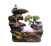 Fontaine de Table Tabletop Fontaine Indoor Petite Rockery Desktop Mountain Cascades Cascades avec Rouleau de la Roue à Eau pour Cadeau et décoration Décoration De Table Fountain(A)