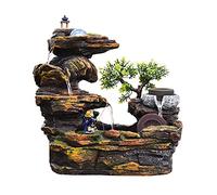 Fontaine de Table Tabletop Fontaine Indoor Petite Rockery Desktop Mountain Cascades Cascades avec Rouleau de la Roue à Eau pour Cadeau et décoration Décoration De Table Fountain(B)