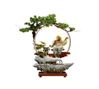 Fontaine d'eau de Table Bouddha Cascade d'intérieur avec lumière LED, Brume et Fausses Assiettes Décoration Zen Méditation for la détente et la Richesse