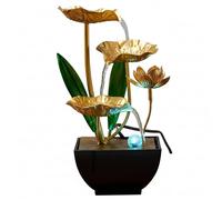 Fontaine d'eau de Table, Fontaine de Table avec lumières LED, Eau intérieure Lotus doré pour la décoration Bureau à Domicile, Cascade Bureau apaisante alimentée par USB, Cascade