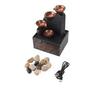 Fontaine d'eau de Table USB à Lumière LED, Mini Fontaine D'intérieur Attirant la Richesse avec Embellissement de Galets, pour la Maison et Le Salon