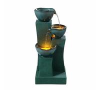 Fontaine D'eau Extérieure À 3 Étages De 28,54 Pouces Avec Lumières Led, Vert, Teamson Home Vert