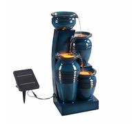 Fontaine D'eau Extérieure À 4 Étages De 28,74 Pouces Avec Lumières Led, Bleu, Teamson Home Bleu