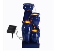 Fontaine d'eau - TEAMSON - 4 étages - Solaire - Lumières LED - Bleu marine