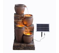 Fontaine d'eau extérieure à 4 étages de 30,71 pouces avec lumières LED, terracotta, Teamson Home