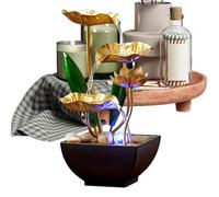 Fontaine d'eau pour bureau, lumière LED relaxation Zen, fontaines de table avec son de courant d'eau | pour bureau, maison, aquarium, centre de table
