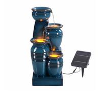 Fontaine D'eau Extérieure À 4 Étages De 28,74 Pouces Avec Lumières Led, Bleu, Teamson Home Bleu