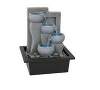 Fontaine décorative de table avec cascade de 4 bols, design zen, 21 x 17,5 x 25 cm, gris