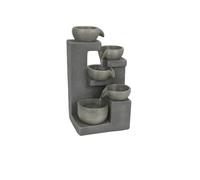 Fontaine décorative de table avec cascade de 5 bols, design zen, 27 x 18 x 45 cm, gris