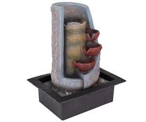 Fontaine décorative d'intérieur, fontaine de table LED RVB, cascade à couleurs changeantes, plastique noir gris, avec pompe, LxlxH 31x23x39,5 cm