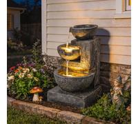 Fontaine décorative LED Outsunny avec pompe, cascade à 3 niveaux, résistante aux intempéries, 40x37x61 cm, multicolore MULTI