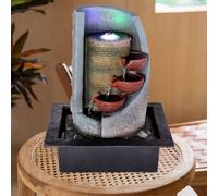 Fontaine décorative d'intérieur, fontaine de table LED RVB, cascade à couleurs changeantes, plastique noir gris, avec pompe, LxlxH 31x23x39,5 cm