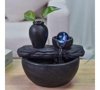 Fontaine d’Intérieur Nature avec Vase Soli Fleur Planten Fontaine de Table Lumière LED Coloré, Décoration d’Intérieur Authentique, Idée Cadeau Femme et Homme Utile, H 19x21x17cm - Silice Zen’Light