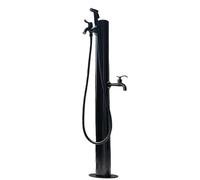 Fontaine d'extérieur autoportante avec 2 robinets, colonne d'eau antigel pour jardin, arrosage et lavage,Black3