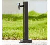 Fontaine d'extérieur carrée en acier inoxydable avec support de tuyau, distributeur d'eau autoportant, fonction décorative de jardin, kit de double robinet pour l'irrigation