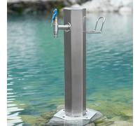 Fontaine d'extérieur de style antique en acier inoxydable avec piédestal angulaire, design de rangement de qualité supérieure, petite taille, idéale pour les jardins et les patios - Argenté D