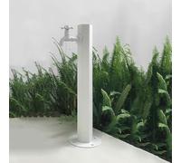 Fontaine d'extérieur décorative autoportante avec colonne d'eau carrée verticale et robinet en cuivre for jardin et terrasse(White)