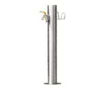 Fontaine d'extérieur en Acier Inoxydable 304, Colonne d'eau, antigel, à Fixer sur Pied, Robinet et Support de Tuyau, Design cylindrique, Hauteur 86 cm, pour terrasses et