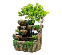 Fontaine d'intérieur - 18 x 15 x 30 cm - Mini fontaine - Décoration d'intérieur - Lumière LED colorée - Avec plantes - Pompe à eau - Décoration de salon - Pour la méditation, la détente