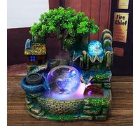 Fontaine d'intérieur avec brume et boule roulante, fontaine de table cascade fontaine de méditation zen simulation de bureau résine aquarium fontaine