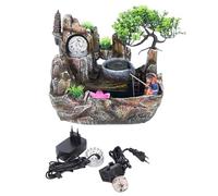 Fontaine d'intérieur avec éclairage LED, fontaine de plantes vertes, fontaine de jardin, fontaine de table décorative, cascade avec brouillard, 30 x 18 x 26 cm