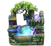 Fontaine d'intérieur avec éclairage LED - Fontaine de table avec brouillard - Fontaine cascade - Ornement avec éclairage - Lampe de table - Décoration de table