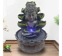 Fontaine d'intérieur avec éclairage RGB, fontaine de table Bouddha Fengshui, méditation, décoration intérieure relaxante pour beaucoup de chance, idéale comme cadeau