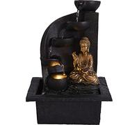 Fontaine d'intérieur Bouddha avec éclairage LED blanc chaud et pompe à eau (22 x 18 x 30 cm, Bouddha droit)