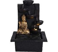Fontaine d'intérieur Bouddha avec éclairage LED blanc chaud et pompe à eau (22 x 18 x 30 cm, Bouddha gauche)