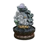 Fontaine d'intérieur Bouddha Fontaine de Table Fontaine à Eau en résine Unique pour la Maison Bureau Ornement Sculpture décorative Cadeaux pour Amis pour la Bonne Chance Fontaine de méditation (Coule