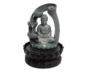 Fontaine d'intérieur Bouddha Harmonie - Cascade d'eau - Fontaine de table avec éclairage LED - Zen et Fengshui - Spiritualité - Base en forme de lotus - 20,3 x 25,4 cm